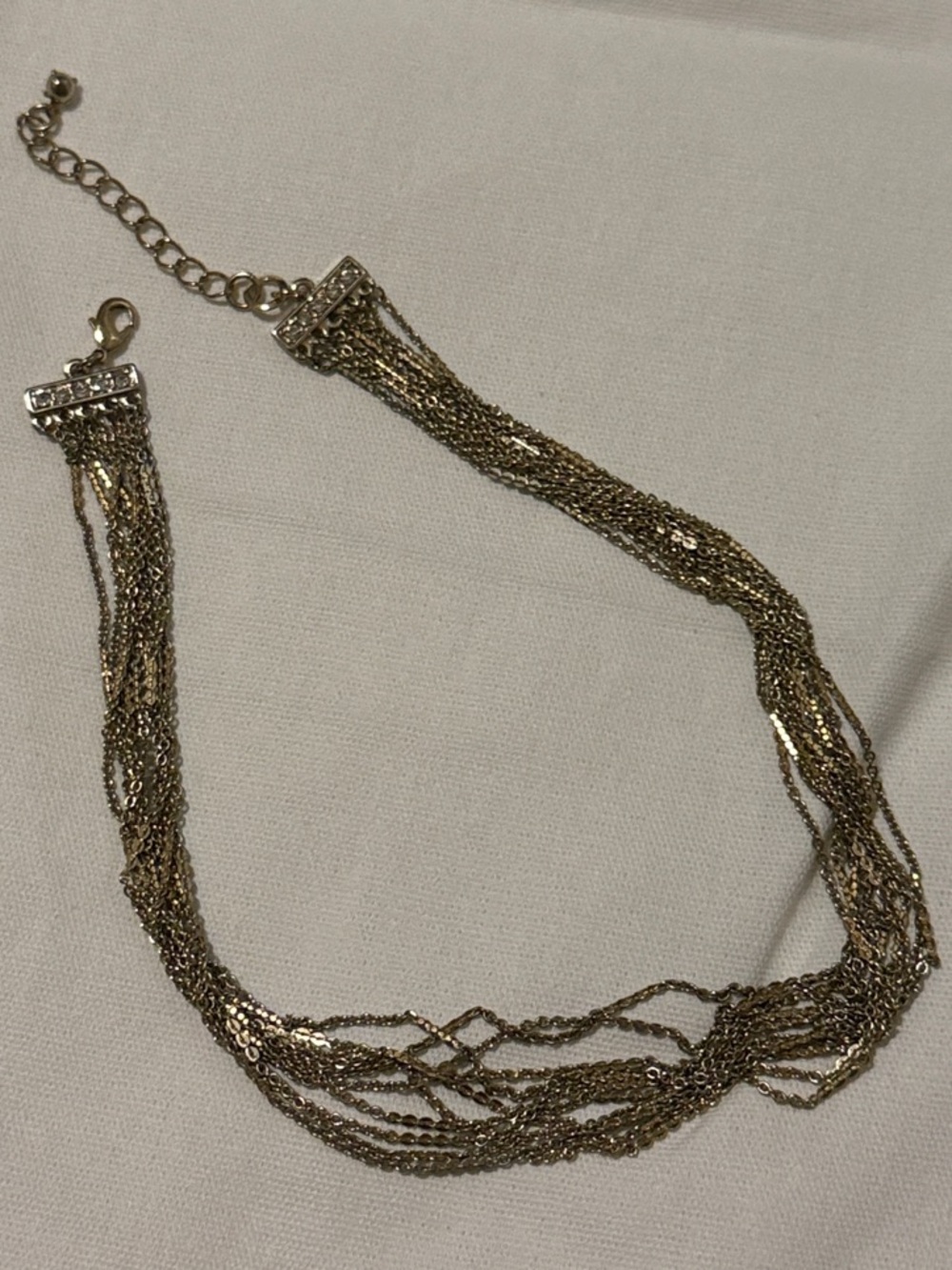 Aqua Multi-Strand Gold Tone Chain Necklace Choker